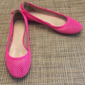 J. Crew Neon Pink Perforated Flats Size 6